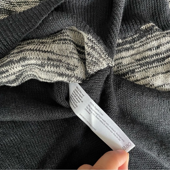 Eileen Fisher Woman Organic Linen Poncho Grey Black OSFM - Picture 9 of 11